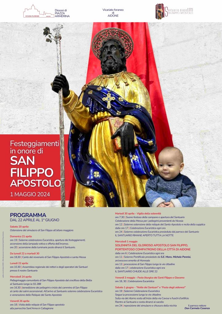 Solenni festeggiamenti in onore di San Filippo apostolo nell'omonimo Santuario diocesano di Aidone (EN), diocesi di Piazza Armerina