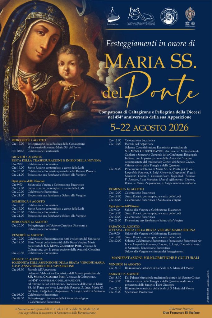Festeggiamenti in onore di Maria Santissima del Ponte. Dal 5 al 22 agosto 2026