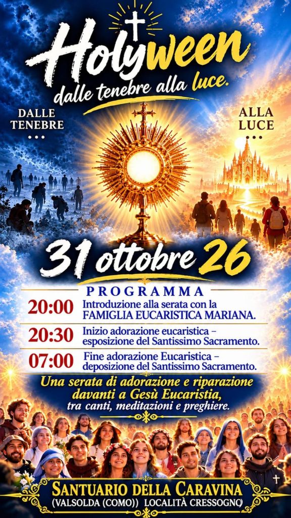 In occasione della Notte dei Santuari prevista per il 31 ottobre si terrà l'iniziativa